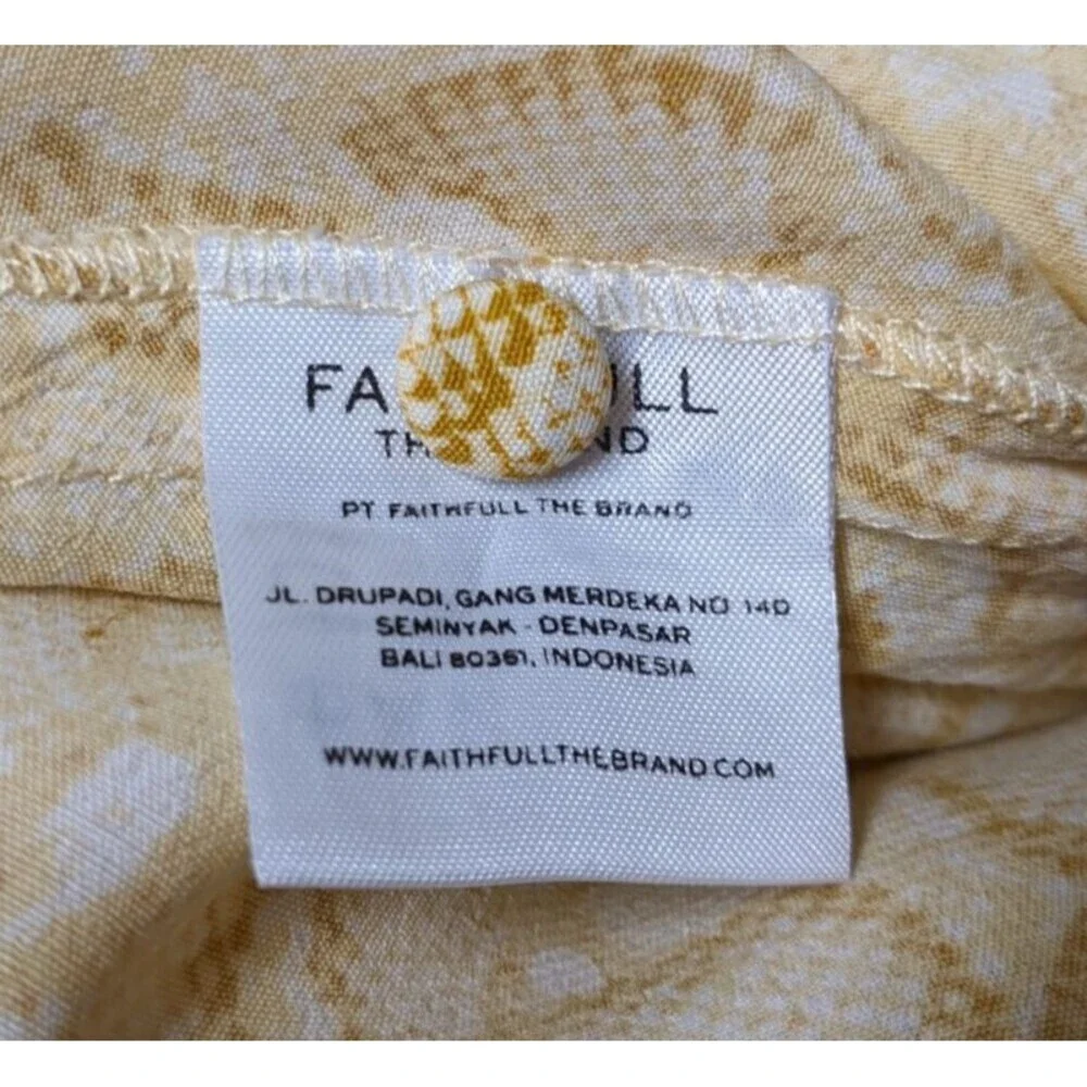 Faithfull The Brand Yellow Snakeskin 100% Rayon Tie Back Prarie Style Dress 4 - Picture 13 of 14